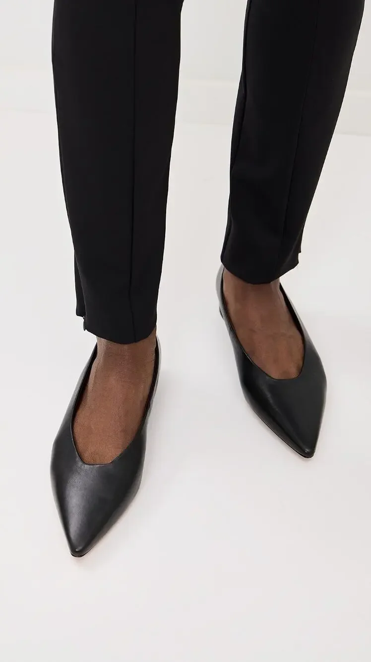 Vince Isabel Black Calfskin Leather Pointed Toe Flats Size 7.5M